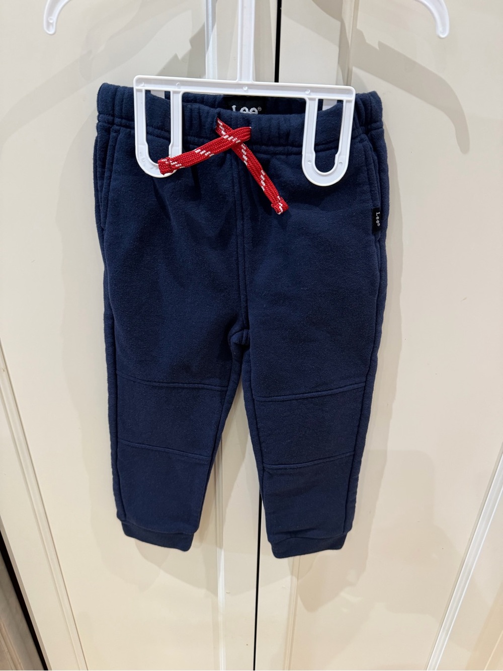 Lee 3t Kids Navy Fleece Jogger Pants with Red Drawstring
